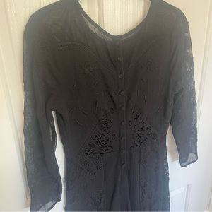 Free People Black Lace Maxi Dress back button detail 🖤 size 2/ small